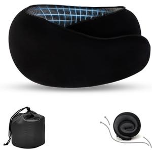 Travel Pillow, Neck Pillow, Neck Pillow for Traveling, 360 Travel Neck Pillows for Airplanes, Memory Foam Airplane Pillow, Soft Airplane Neck Pillow Stowable U-Shaped Pillow (Black)