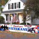 2 x Veterans Day Decorations, Thank You Veterans Yard Sign Banner Patriotic Decorations Memorial Day Hanging Banner for Happy Veteran Day Fence Decoration