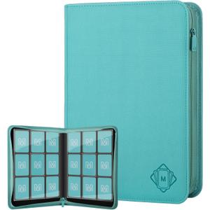 Trading Card Binder with 9 Side Loading Pocket Card Album Hold Up to 540 Cards PU Card Collection Binder, Collectible Albums Card Folder for MTG, TCG, Sports Cards9-Cyan