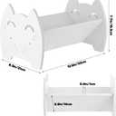 Rainmae CD Holder Desk Video Game Storage Organizer, PVC DVD Storage Rack with Cute Smile Face, Game Box Display Stand for DVDs PS4 PS5 Video Cases Books, Holds 30 CD Case, Easy Assembly, White