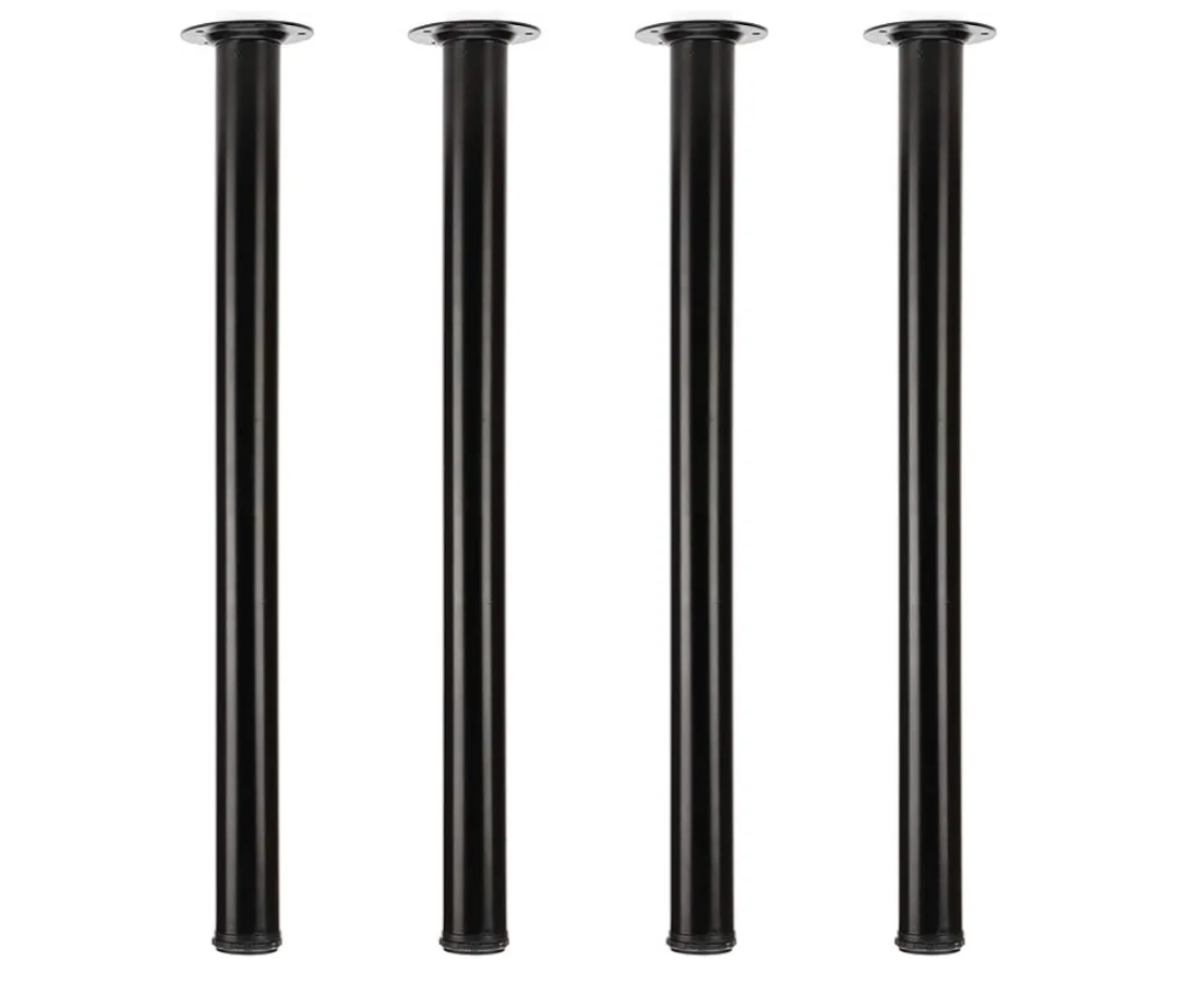 QLLY 28 inch Adjustable Metal Desk Legs, Office Table Furniture Leg Set, Set of 4 (Black)