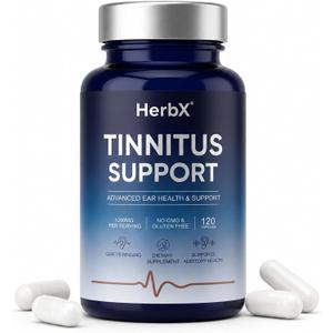 HerbX Tinnitus Support Ear Health Support, Gentle Formula, 120 Capsules