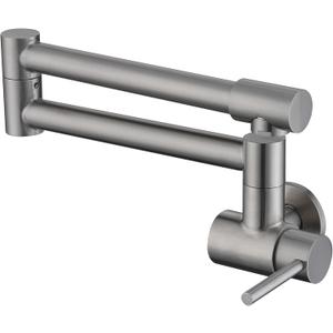 Avola Brushed Nickel Pot Filler Faucet Wall Mount, Pot Filler Kitchen Faucet 360 Swing Arm Folding Stretchable with Single Hole Faucet (Long Handle)