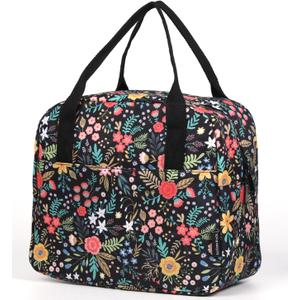 VLM Lunch Bag, Lunch Box for Women Men, Reusable Insulated Lunch Tote, Small Leakproof Cute Lunch Cooler with High Capacity for Work, Picnic, Camping (Floral)