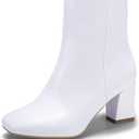 IDIFU IN3 Ankle Boots for Women Square Toe Short Heeled Booties GoGo Chunky Block Heel Dress Boots Comfortable Fashion Cute Fall Booties 38