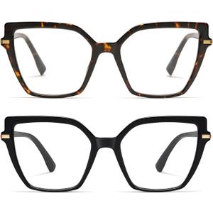 AMOMOMA Trendy Square Blue Light Blocking Reading Glasses for Women Women's Readers Spring Hinge AM6082