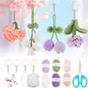 ACRNIGHEET DIY Crochet Flower Kit for Adults Crochet Kit for Beginners Tulip Crochet Starter Kit with Video Tutorials Flower Crochet Starter Kit for Adult Crochet Keychain Kit for Bag Costume