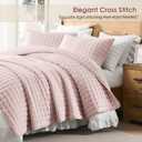 WDCOZY Pink Queen Size Quilt Bedding Sets with Pillow Shams, Lightweight Soft Bedspread Coverlet, Quilted Blanket Thin Comforter Bed Cover, All Season Summer Spring, 3 Pieces, 90x90 inches