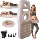 Inflatable Pregnancy Pillow with Belly & Head Hole, Prone Pregnancy Pillow for Stomach Sleepers, Belly Pillow Pregnancy Mattress for Pregnant Women, Maternity airbed Pool Float for Tummy Massage (Brown)