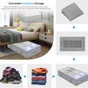 Onlyeasy Underbed Storage Bags Organizer, 4 Pack Large Capacity Under Bed Storage Containers with Reinforced Handles, Foldable Fabric Storage Bins with Clear Window, Herringbone Grey,