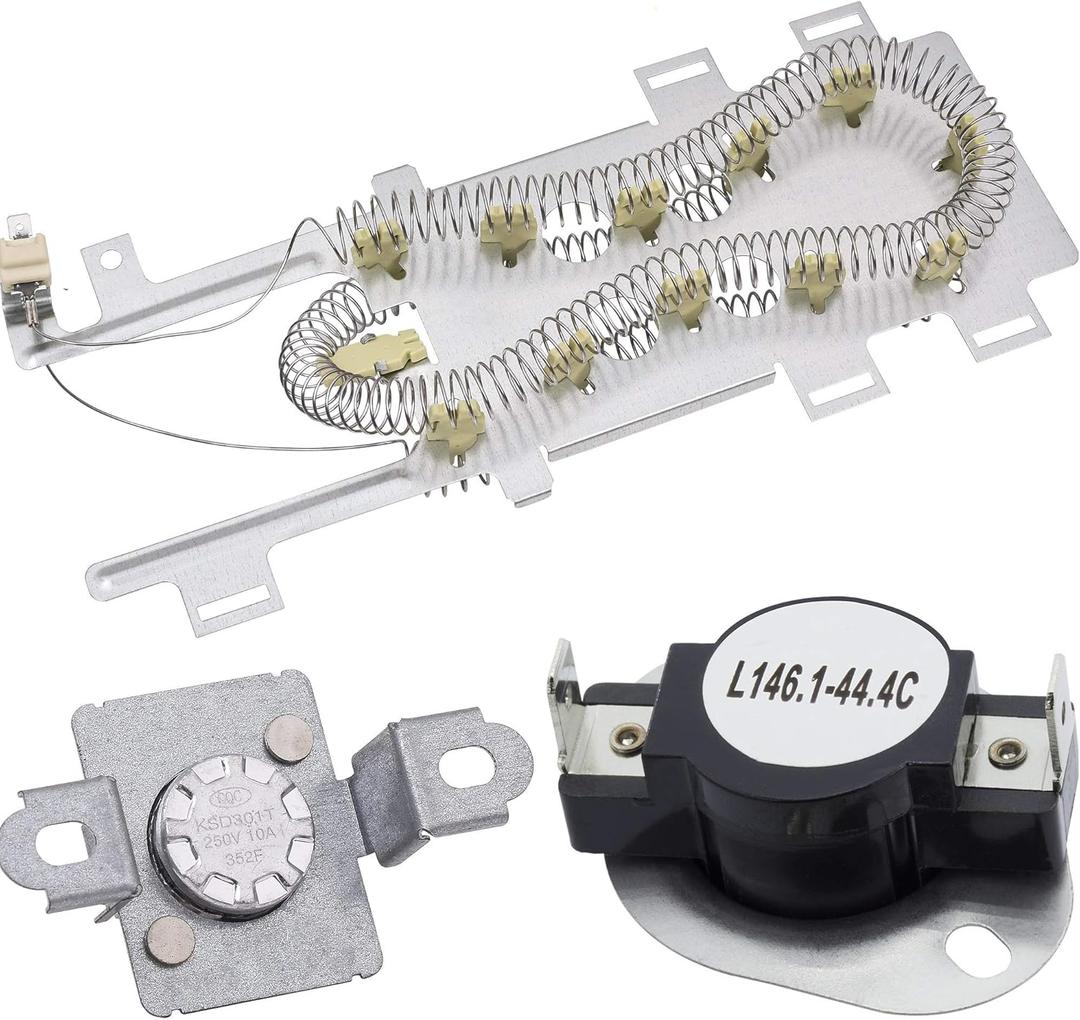 BlueStars 8544771 Dryer Heating Element and 279973 Thermal Fuse & Thermostat Cut Off Kit - Compatible with Whirlpool & Kenmore Dryers Replaces WP8544771 EAP11746337 7154072 AP6013115