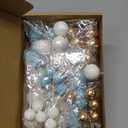 Blue Balls Cake Topper Boho Grass Cake Topper Blue White Gold Pearl Balls Happy Birthday Cake Decorations for Wedding Birthday Boho Themed Supplies (Blue)