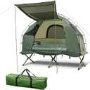 1-Person Folding Camping Tent Cots with Sunshade, Air Mattress, Air Pillow