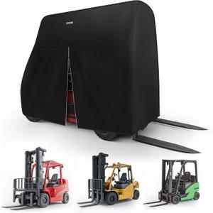 Forklift Cover 600D Fits All Forklifts Up to 8000Lbs All Weather - Waterproof, Sun Rain Snow UV Protection, Full Forklift Protection Cover with Zipper Door, Reflective Strips and Organizer Bag