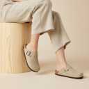 CUSHIONAIRE Hana Womens Clogs | Comfortable Vegan Suede Clogs for Women | Slip On Potato Shoes with Cork Footbed & Arch Support | Memory Foam, Wide Widths Available (9)