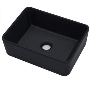 Kichae 16"x12" Vessel Sink Rectangle - Modern Above Matte Black Porcelain Ceramic Bathroom Vessel Vanity Sink Bowl Art Basin