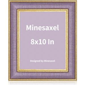 Purple 8x10 Cute Picture Frame,HD Real Glass Unique Fun or Vintage 8 by 10 Photo Frames,Gold Border with Easel for Tabletop and Wall Display 1 Pack