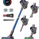 VersLife Z8 Cordless Vacuum Cleaner, 40kPa/500W Power Suction, LED Display, 6-in-1 Lightweight Stick Vacuum with Green LED Light, 6-Stages Filtration, Self-Standing for Pet Hair Hard Floor Carpet, Grey