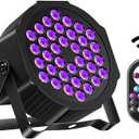 36LED Black Lights, U`King 72W UV Stage Lights Blacklight with Glow in The Dark Party Supplies by DMX Remote Control for Halloween Stage Lighting (1 Pack)