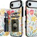 HAOPINSH Wallet Case with Card Holder for iPhone 17 Air, Floral Flower Pattern Back Flip Folio PU Leather Kickstand Card Slots Case for Women Girls,Shockproof Cover 6.5"