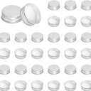 PATIKIL 32mm Metal Round Screw Lids, 36 Pcs Aluminum Mason Jar Lids Screw Top Caps for Lab Home Storage Jars Gallon Jugs Glass Snack Containers Liquid Storage, Silver Tone