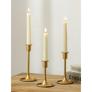 Romadedi Gold Candlestick Candle Holders - Set of 3 Taper Holders Candle Stick for Wedding Table Centerpiece Festive Christmas Mantel Decoration Home Decor