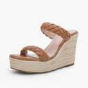 Coutgo Womens Wedge Platform Sandals Espadrilles Two Strap Woven Slip On Summer Cute Slide Sandals 8