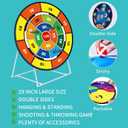 Double-Sided Dart Board Garden Game for Kids, 29 Inch Dartboard Standing & Hanging Shooting Toy Set with 2 Toy Guns, Indoor Outdoor Garden Carnival Party Game Fun for 3 4 5 6 7 8+ Year Old Boys Girls, 29 inches x 400 grams