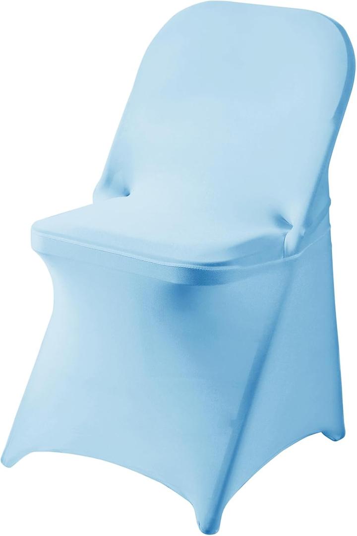 Ascoza 6 Pack Blue Mist Spandex Folding Chair Covers in Stretch Washable Fabric for Wedding, Party,Holidays,Celebration and Other Special Events