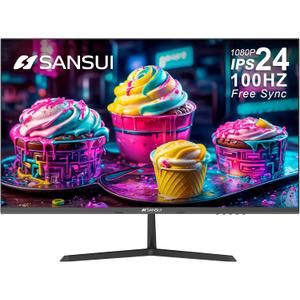 SANSUI Monitor 24 inch 100Hz Computer MonitorFHD 1080P PC MonitorHDMIFreeSyncHDREarphone Jack Ergonomic Tilt for Home and Office