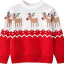 Wyeysyt Kids Ugly Christmas Sweater Boys Girls Funny Novelty Xmas Knitted Pullover Holiday Party Clothes (Red-3T)