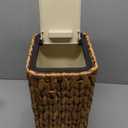 Boho Trash Can with Lid for Bathroom,2.6 Gallon Small Rattan Garbage Can with Press Top Lid,Woven Wastebasket and Hamper 2 in 1 Wicker Trash Basket for Bathroom,Kitchen,Living Room,Bedroom (Water Hyacinth)