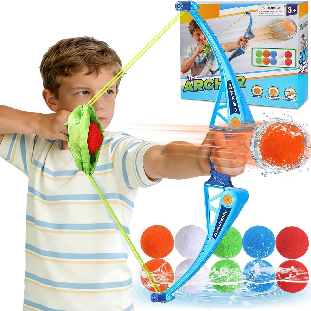 10Pcs Reusable Water Balloons with Bow and Arrow for Kids, Pool Beach Water Fight Equipment for Boys and Girls, Outdoor Summer Toys for Kids Ages 3-12