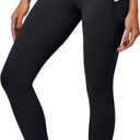 IUGA Leggings with Pockets for Women High Waisted Yoga Pants Women Tummy Control Workout Compression Running Leggings (Large, Black)