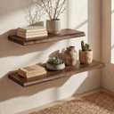 32" Live Edge Floating Shelves, Solid Elm Wood Shelf, Set of 2 | 1.4"Extra Thick, 9.3" Deep Heavy Duty Storage, Vintage Finish for Kitchen & Living Room, 32 Inch | 2 Pack