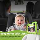 2-in-1 Baby Car Mirror with Lights & Soft Sounds, Cry Detector, Clear Night View, 360 Rotation, Shatterproof, Rear Facing Baby Car Seat Mirror with Remote Control, Perfect Baby Shower Gifts (Green)