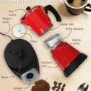 Electric Moka Pot with Detachable Base Aluminum Espresso Maker 10oz 6 Cup 300ml Red Italian Coffee Maker for Kitchen Home 110V