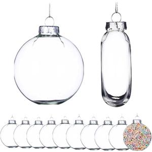 Set of 12, 3.15"/80mm Clear Glass Christmas Ornaments for Crafts Fillable Flat Disc,Christmas DIY Transparent Bulbs, Easy to Use to Fill