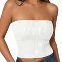 LILLUSORY Womens 2026 Summer Strapless Tube Tops Y2K Stretchy Bandeau Crop Clothes for Beach Vacation and Going Out (White, M)