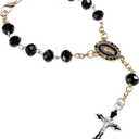 Car Rosary for Rearview Mirror, Personalized Catholic Rosary Auto Interior Blessing Pendant, Virgin Mary & Crucifix Car Charm Mirror Hanging Ornament for Women Men (Black)