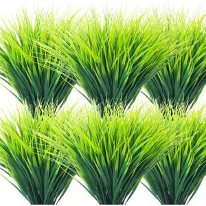 20 Bundles Artificial Outdoor Plants, Fake Wheat Grass Greenery Shrubs UV Resistant Faux Plastic Plants Garden Porch Window Box Dcor (Grass)