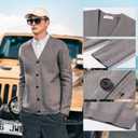New Sweater V-Neck Solid Color Cardigan Sweater Men's Lazy Style Jacket Clip (Gray, XL)