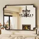 Baroque Antique Bronze Scroll Wall Mirror 40 x 30 Vintage Rectangle Framed Baroque French Rectangular Mirror for Mantle Fireplace Bathroom Living Room, Horizontal/Vertical