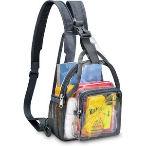 Mildbeer Mini Clear Backpack for Women - 2-in-1 Convertible Sling & Shoulder Bag, Stadium Approved Clear Festival Purse for Concerts & Daily, Grey (Dark Slate Grey)