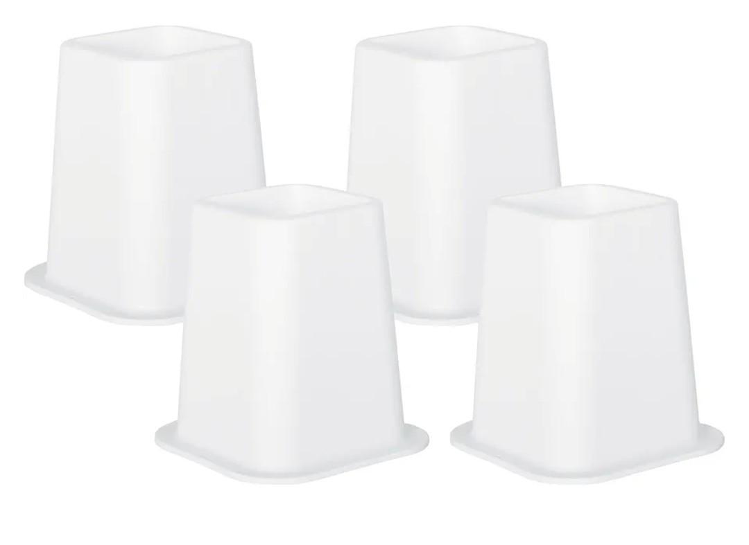 Furniture 6-inch Bed Risers - Set of 4 White Heavy Duty Stackable Furniture Risers for Under Bed Storage, Desk, Sofa, Couch