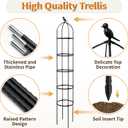 2 Pack Garden Obelisk Trellis for Climbing Plants Outdoor, 6.7FT Adjustable Metal Plant Support with 3 Decorative Tops, Black Rustproof Trellis for Roses, Tomatoes, Clematis & Vines