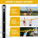Portable Volleyball Net for Backyard, 20/32 FT, Adjustable Height | Adjusts to 8, 7.8 and 7.4 FT; includes volleyball, pump, boundary line and carry bag for beach, grass and outdoor, 32FT-Yellow