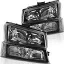 AUTOSAVER88 Headlight Assembly kit Compatible with 2003-2006 Chevy Avalanche / 2003-2007 Chevrolet Silverado 1500 2500 3500 1500HD 2500HD Pickup Headlamp Replacement Black Housing with Bumper Lamp (OE - Black/Clear/Clear)
