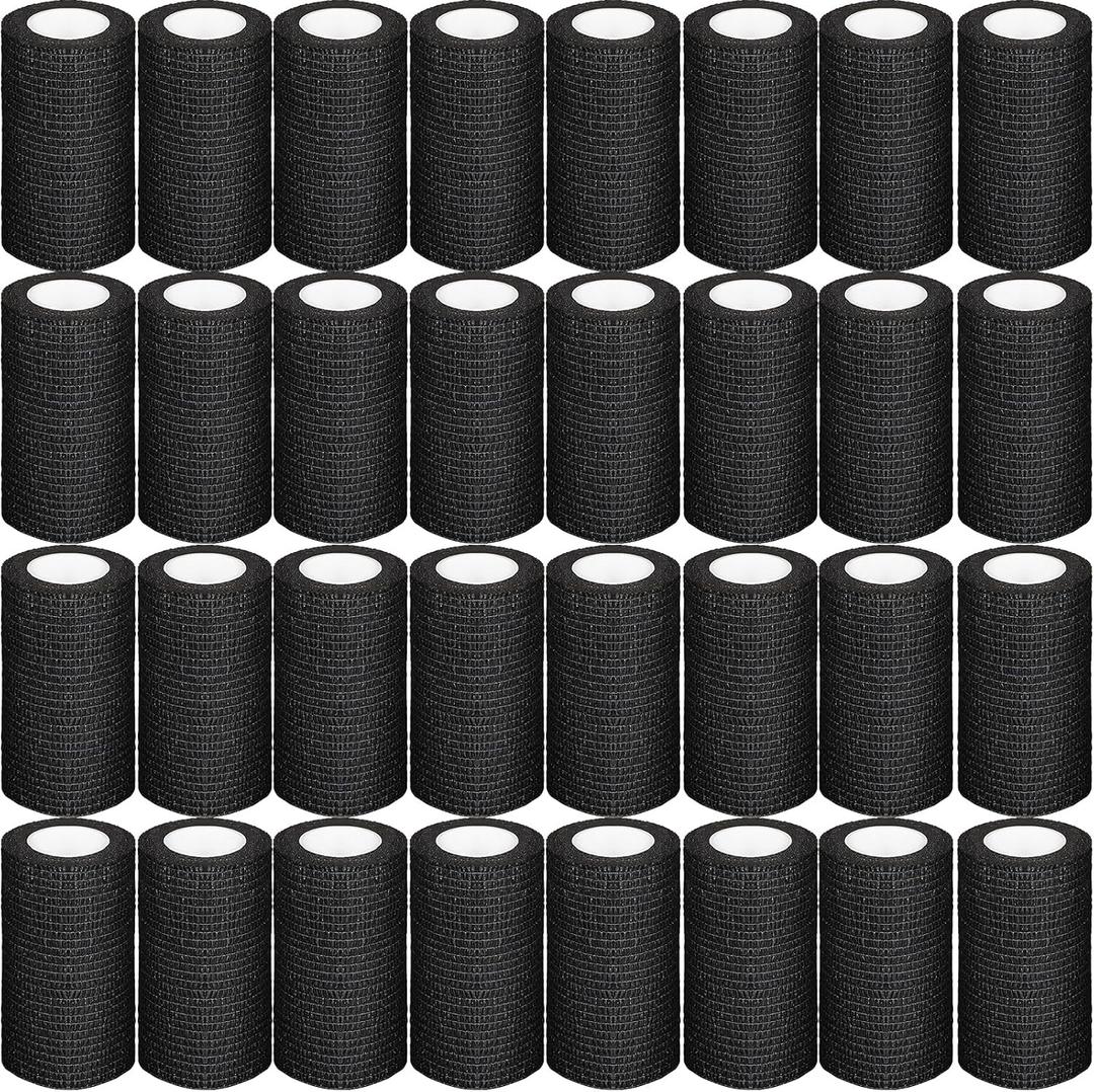 54 Pack Black Self Adhesive Bandage Wrap Bulk 4 Inch x 5 Yards Cohesive Bandage,Vet Wrap Breathable Elastic Self-Adherent Tape for Stretch Athletic Sports Wrist Ankle Dogs Pet Vet Wrap