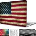 Compatible with MacBook Air 15 inch Case 2023 2024 Release M3 A3114 A2941 M2 Chip Durable Plastic Shell Case with Keyboard Cover & Mac OS Keyboard Sticker (USA Flag)